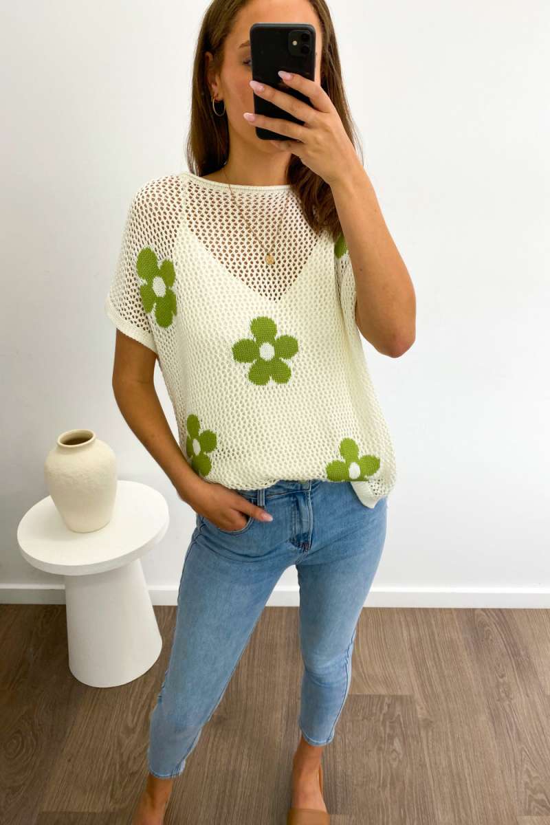 Daisy Crochet Knit Top - Image 7
