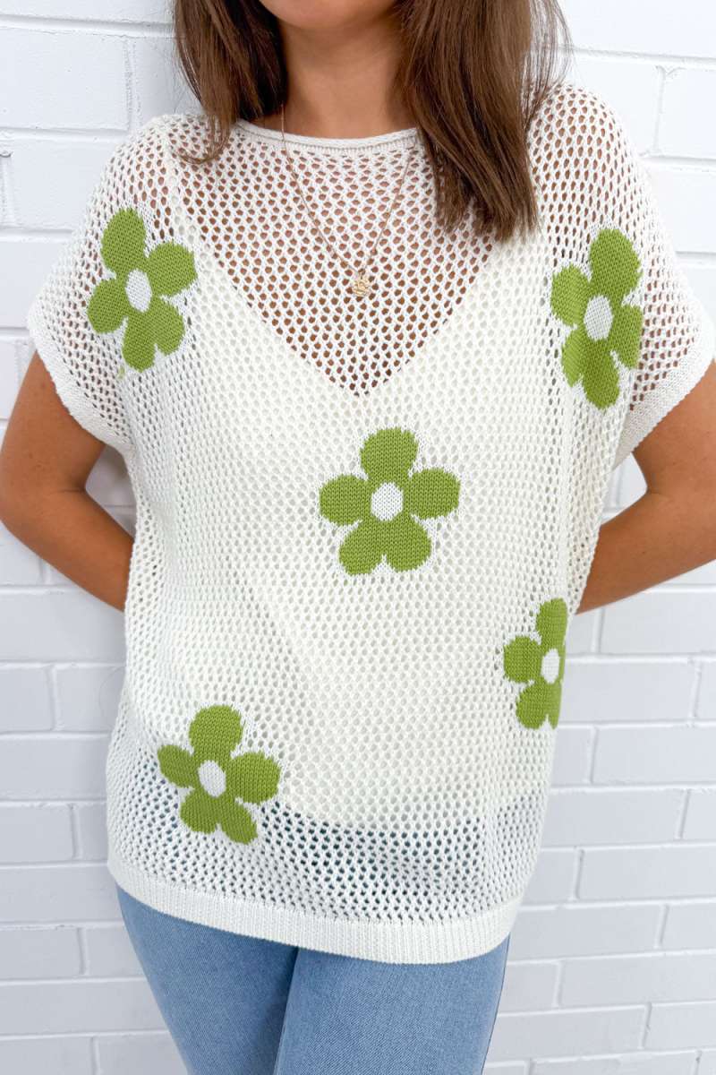 Daisy Crochet Knit Top - Image 6