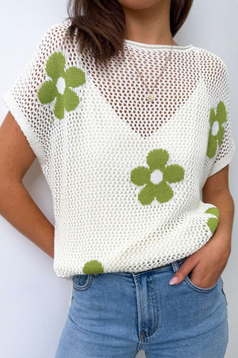 Daisy Crochet Knit Top - Image 2